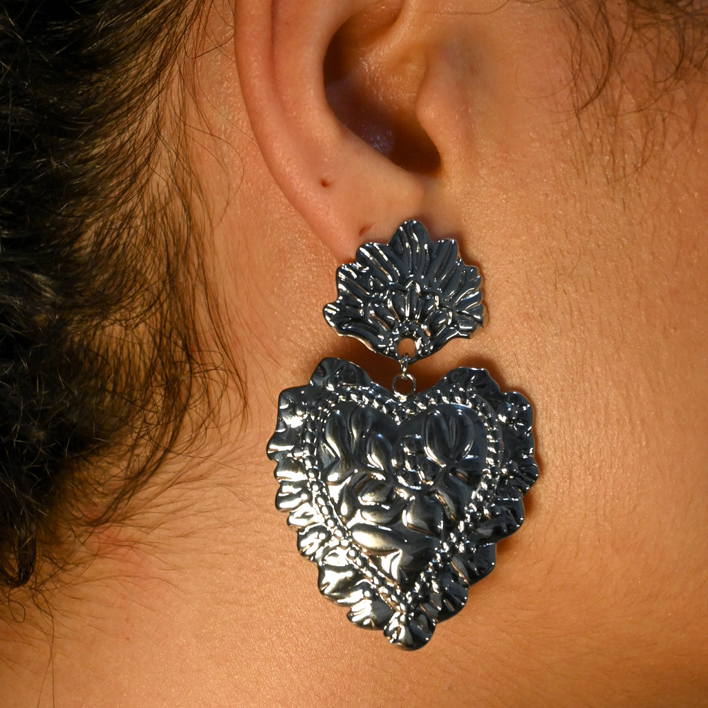 Patterned Heart Earring