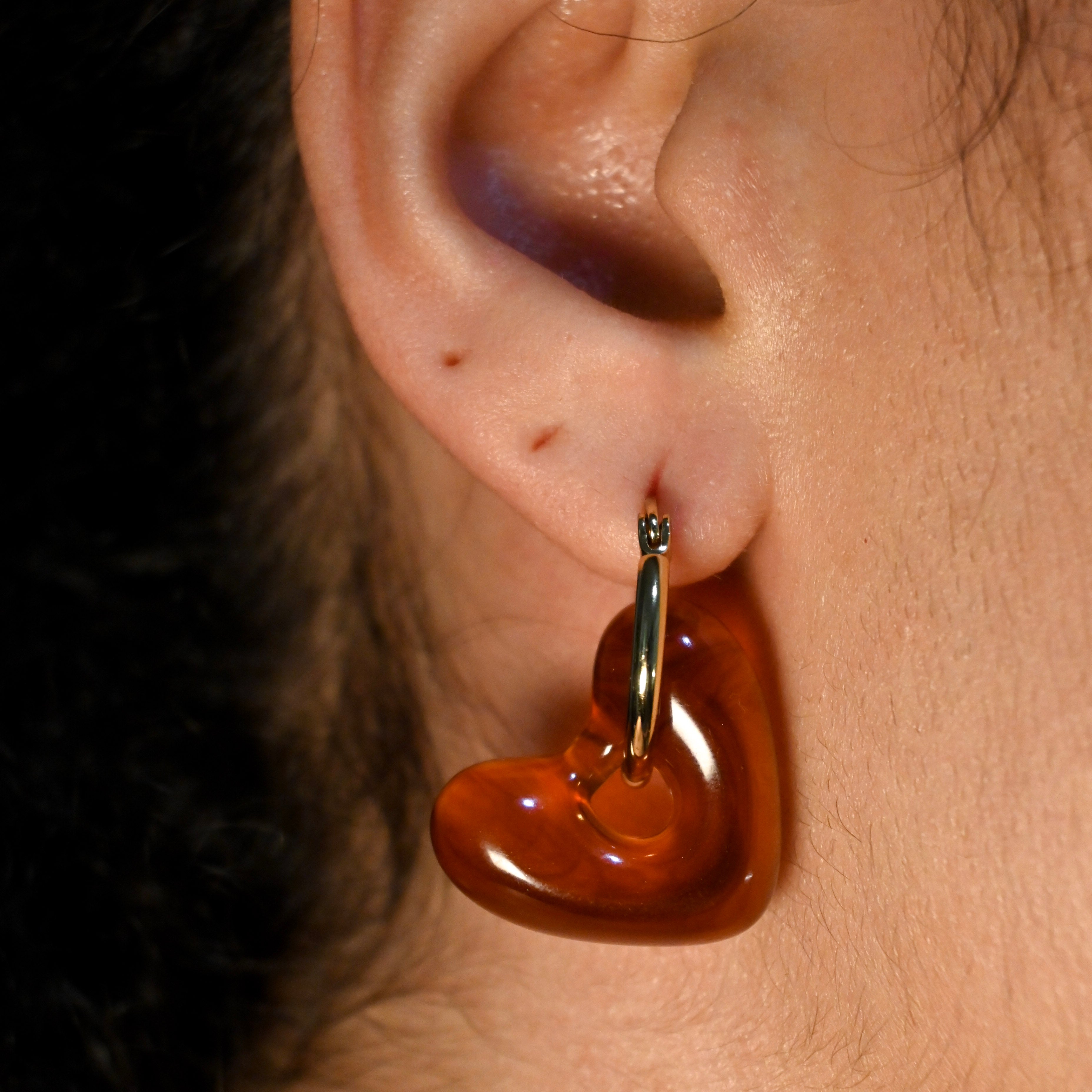 Brown Heart Earring
