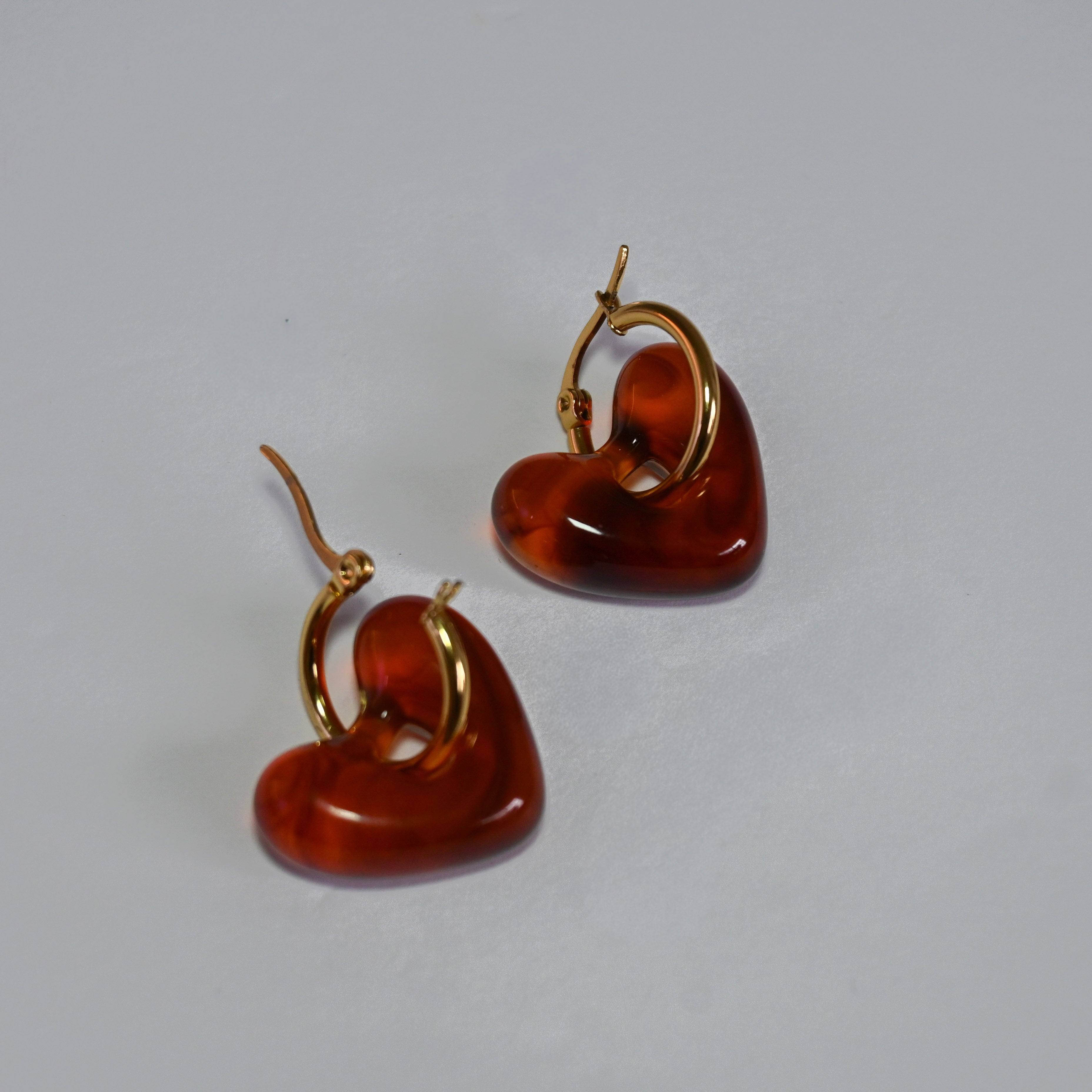 Brown Heart Earring